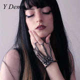 Punk Skeleton Hand Bone Bracelet Adjustable Goth Rock Wrist Accessory