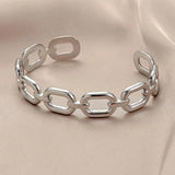 316L Stainless Steel Female Bangles Square Hollow Out Silver Bangle