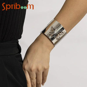 Hollow Butterfly Bangle for Women Wide Cuff Bracelet