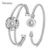 Vocheng Retro Copper Ginger Snap Bangle with Rhinestone Button Bracelet