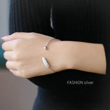 Feather Opening Bracelet Silver Plated Jewelry for Women