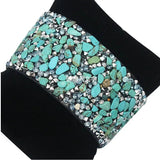 Colorful Gem Leather Bangle Bracelet with Magnet Clasp