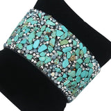 Colorful Gem Leather Bangle Bracelet with Magnet Clasp
