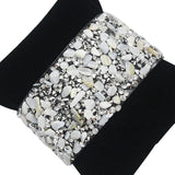 Colorful Gem Leather Bangle Bracelet with Magnet Clasp