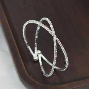 Cross Opening Bracelet Women's Geometric Round Crystal Bangles & Bracelets
