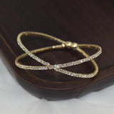 Cross Opening Bracelet Women's Geometric Round Crystal Bangles & Bracelets