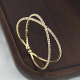 Cross Opening Bracelet Women's Geometric Round Crystal Bangles & Bracelets