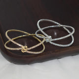 Cross Opening Bracelet Women's Geometric Round Crystal Bangles & Bracelets