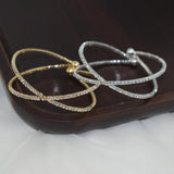 Cross Opening Bracelet Women's Geometric Round Crystal Bangles & Bracelets