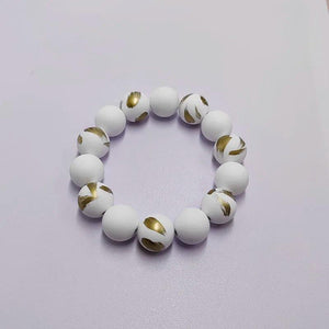 Punk Men's Acrylic Stone Beads Bracelet Rubber Coating Bangle Jewelry