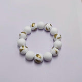 Punk Men's Acrylic Stone Beads Bracelet Rubber Coating Bangle Jewelry