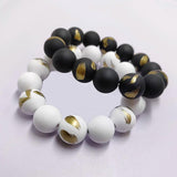 Punk Men's Acrylic Stone Beads Bracelet Rubber Coating Bangle Jewelry