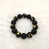 Punk Men's Acrylic Stone Beads Bracelet Rubber Coating Bangle Jewelry