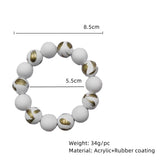 Punk Men's Acrylic Stone Beads Bracelet Rubber Coating Bangle Jewelry