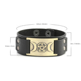 Triple Moon Goddess Wicca Leather Bracelet
