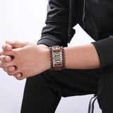 Triple Moon Goddess Wicca Leather Bracelet