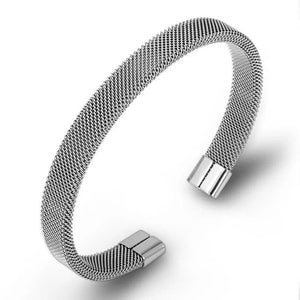 316L Stainless Steel C Shape Braided Mesh Titanium Steel Bracelet
