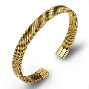 316L Stainless Steel C Shape Braided Mesh Titanium Steel Bracelet