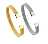 316L Stainless Steel C Shape Braided Mesh Titanium Steel Bracelet