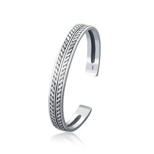 Thai Silver Leaf Weave Bracelet Adjustable Cuff Bangle