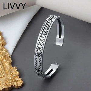 Thai Silver Leaf Weave Bracelet Adjustable Cuff Bangle
