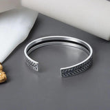 Thai Silver Leaf Weave Bracelet Adjustable Cuff Bangle