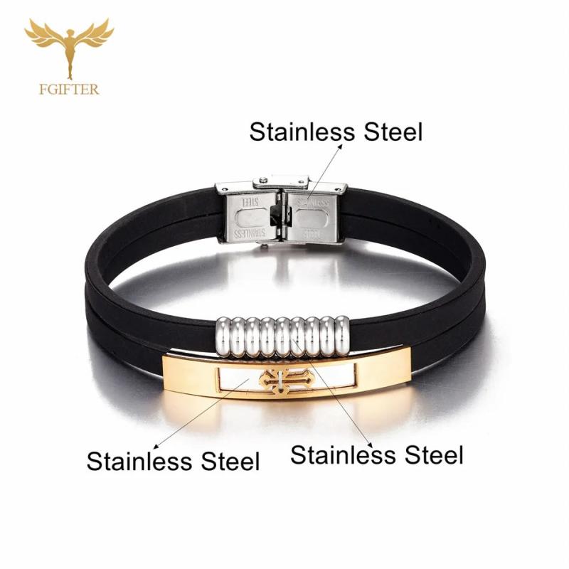 Faith Cross Bracelet Double Layer Silicone Stainless Steel Accessories