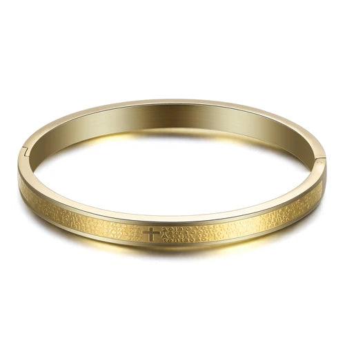 Women's Stainless Steel Cross Logo Bangle - Wedding Jewelry