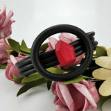 Wood Bracelets Women Charm Bangles Black Rubber Bracelet Female Gift