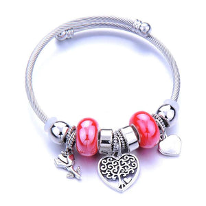 DIY Pendants Beaded Bracelets Jewelry Stainless Steel Bracelet Heart Life Tree