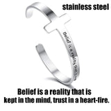 Religious Jesus Scripture Bracelet Stainless Steel Cross Bangle