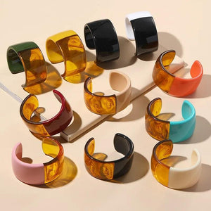 Vintage Colorful Resin Cuff Bracelet Bangle