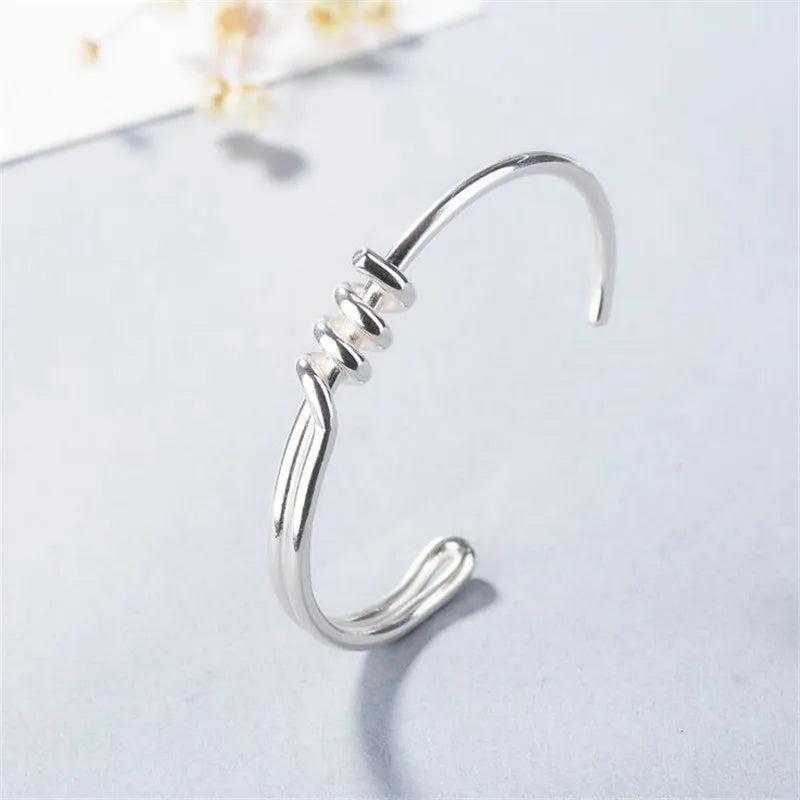 Twisted Rope Bracelet Silver Plated Smooth Knotted Bangle