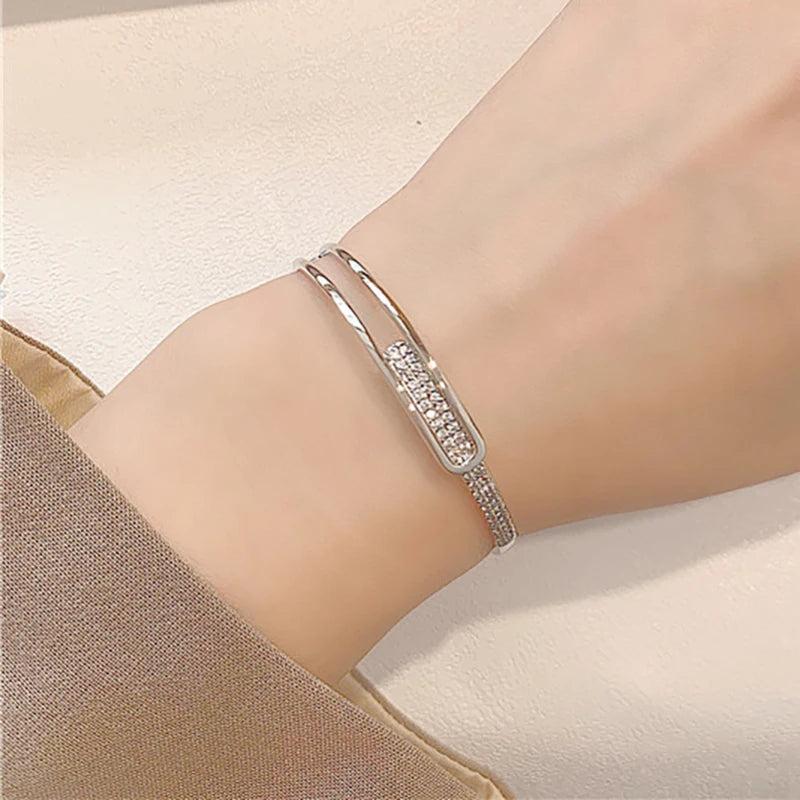 Foxanry Sparkling Zircons Cuff Bracelets for Wedding