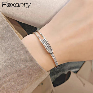 Foxanry Sparkling Zircons Cuff Bracelets for Wedding