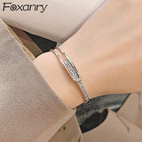 Foxanry Sparkling Zircons Cuff Bracelets for Wedding