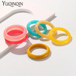 Multi-color Resin Bangle Thin Round Geometric Bracelet