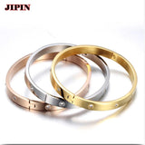 Stainless Steel Bangle with Cubic Zirconia - Women's Jewelry Gift