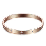 Stainless Steel Bangle with Cubic Zirconia - Women's Jewelry Gift