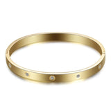Stainless Steel Bangle with Cubic Zirconia - Women's Jewelry Gift