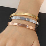Stainless Steel Bangle with Cubic Zirconia - Women's Jewelry Gift