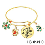 Christmas Bracelet Stainless Steel Metal Bracelet Female Gift Adjustable