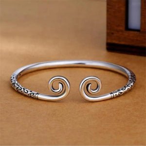 Wukong Silver Plated Bracelets Non-Allergic Cursive Bangles