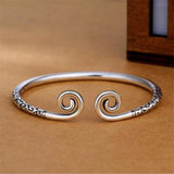 Wukong Silver Plated Bracelets Non-Allergic Cursive Bangles