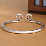 Wukong Silver Plated Bracelets Non-Allergic Cursive Bangles