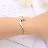 Minimalist Silver Wave Charm Bracelet for Women