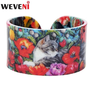 Colorful Cat Kitten Bangles Bracelets Craft Jewelry For Women