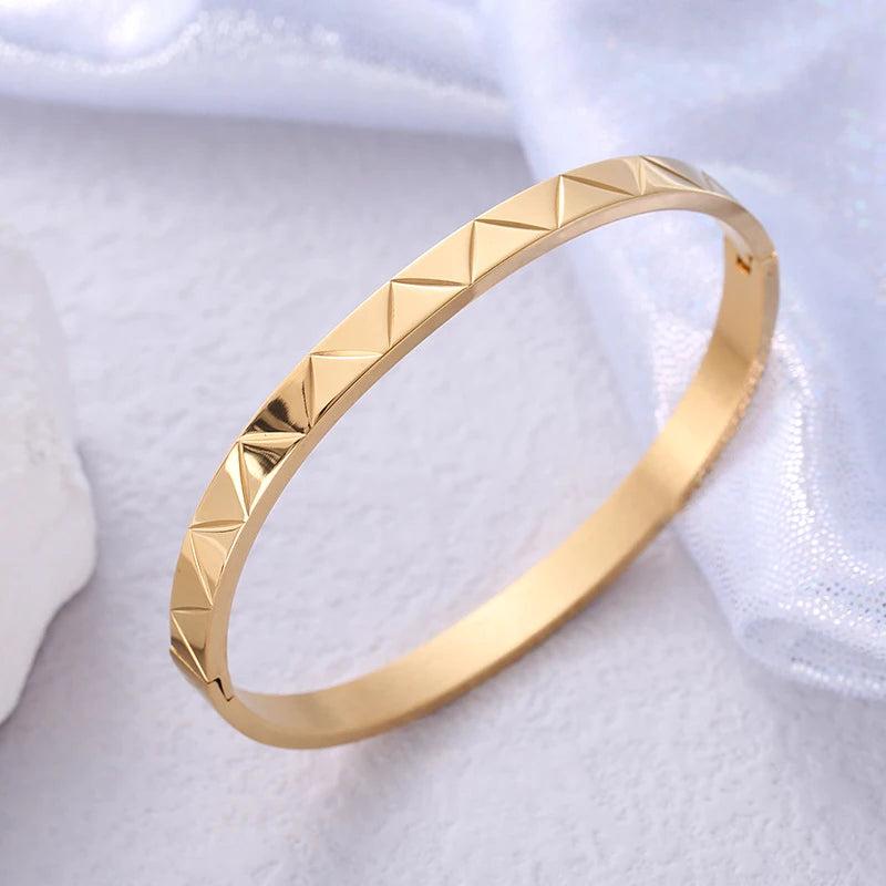 316L Stainless Steel Bangles Open Geometry Bracelet For Women Men