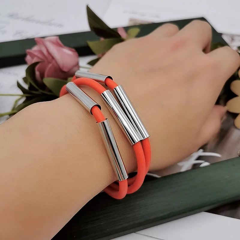 Rubber Bangles Women Gothic Charm Bracelets 6 Colors Jewelry Bangle Gift