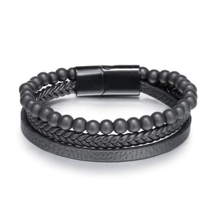 Hand Braided Leather Natural Tiger Eye Stone Bracelet